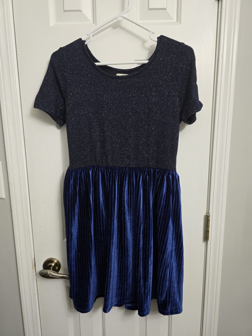 SO Girls Navy Sparkle Knit Top with Velvet Skirt
